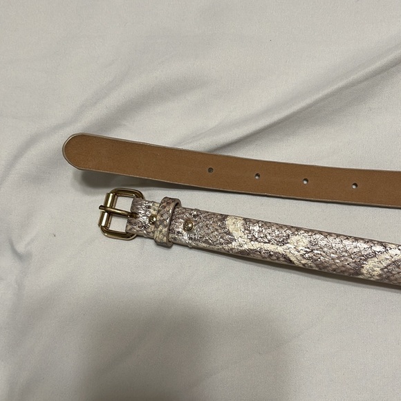 Ann Taylor Metallic Snake Skin Leather Belt - Picture 3 of 11